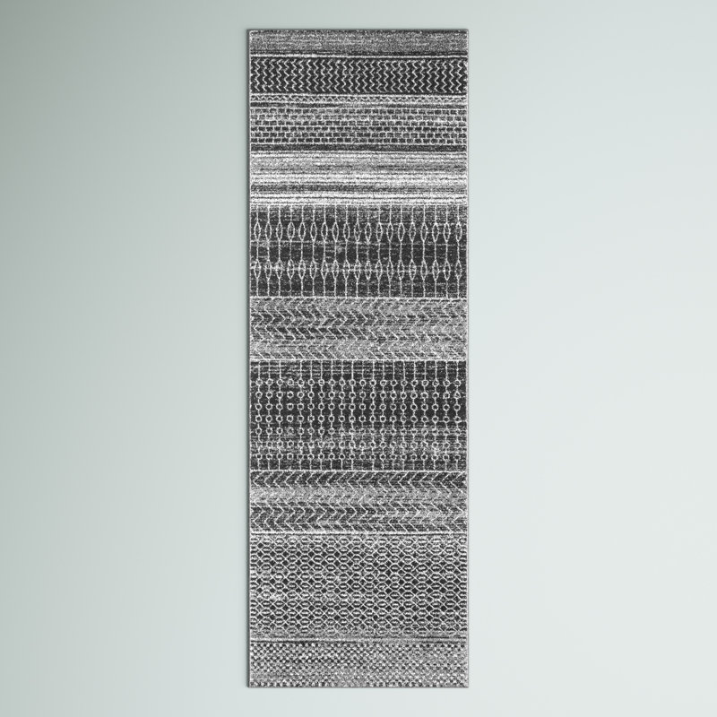 Mercury Row® Canizales Power Loom Performance Geometric Dark Grey Rug